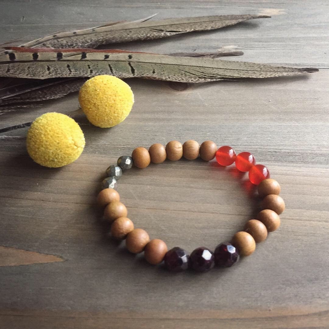 garnet + sandalwood mala bracelet – elevate magic jewelry